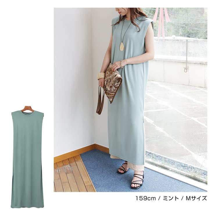 肩パット ノースリーブ Tシャツワンピース | andme | 詳細画像9 