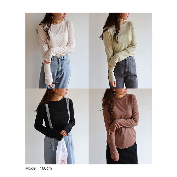 シアー クルーネック トップス[品番：AZ000003799]｜andme