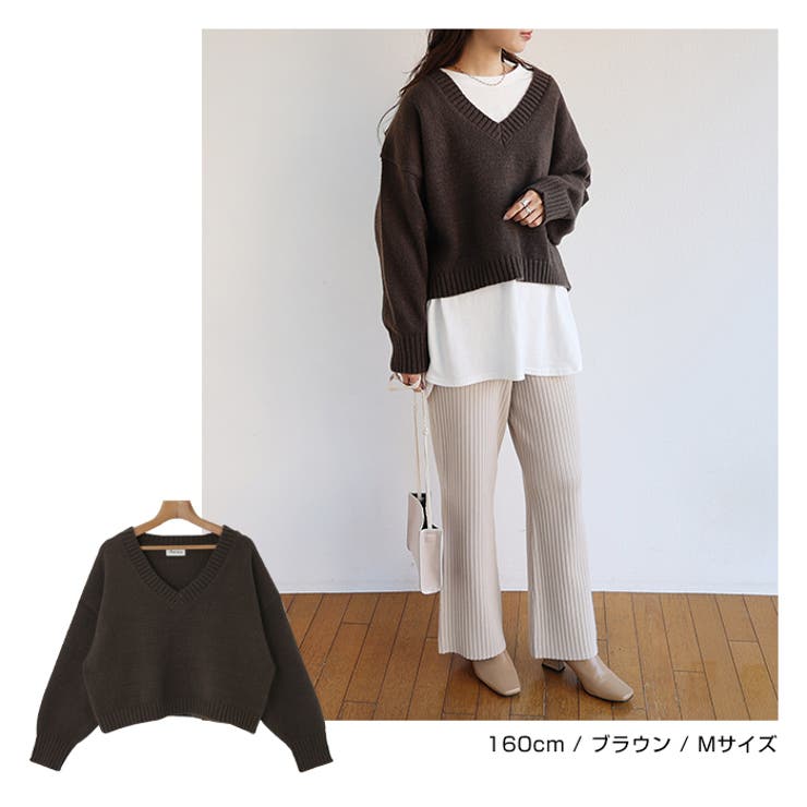 MIESROHE ミースロエ 【未使用新品】シルク混ショート丈Ｖネックニット ショート丈 Vネック ニット[品番：AZ000003945]｜andme
