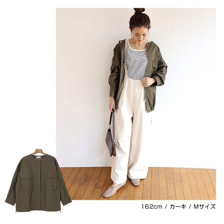 オーバーサイズ ノーカラー ジャケット[品番：AZ000004002