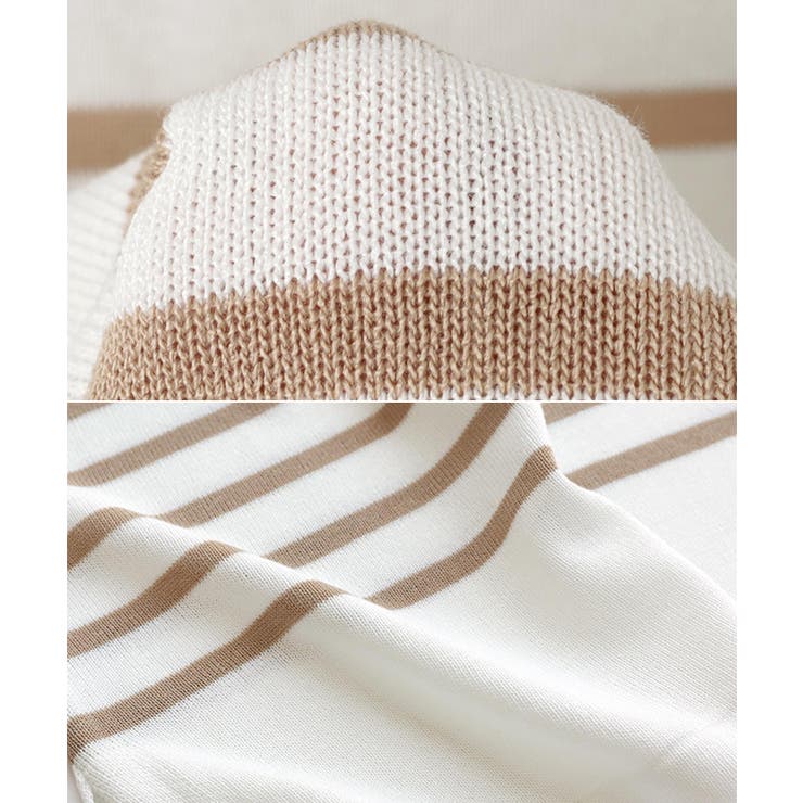 パネルボーダー フレンチスリーブ ニット | andme | 詳細画像16 