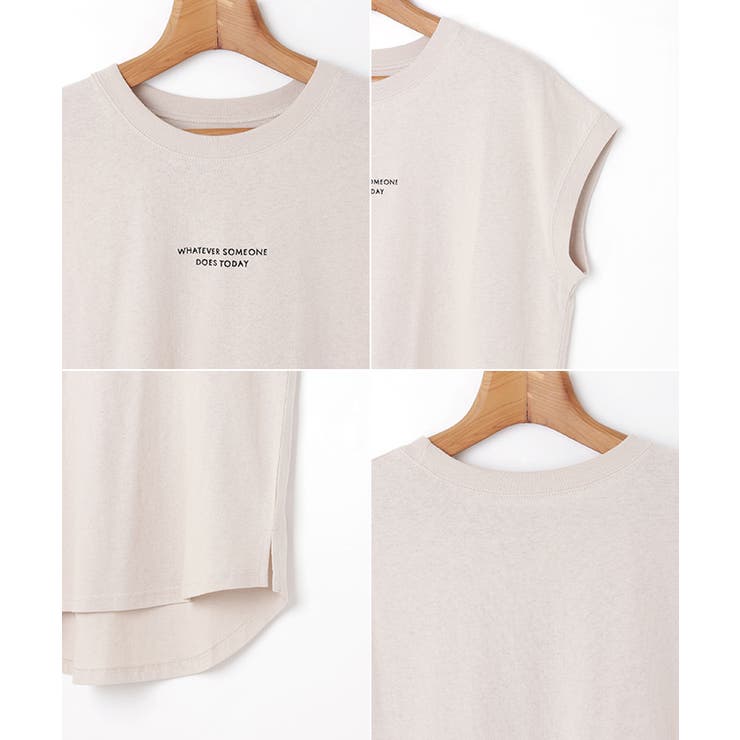 コットン天竺 ロゴ刺繍 Tシャツ[品番：AZ000004080]｜andme