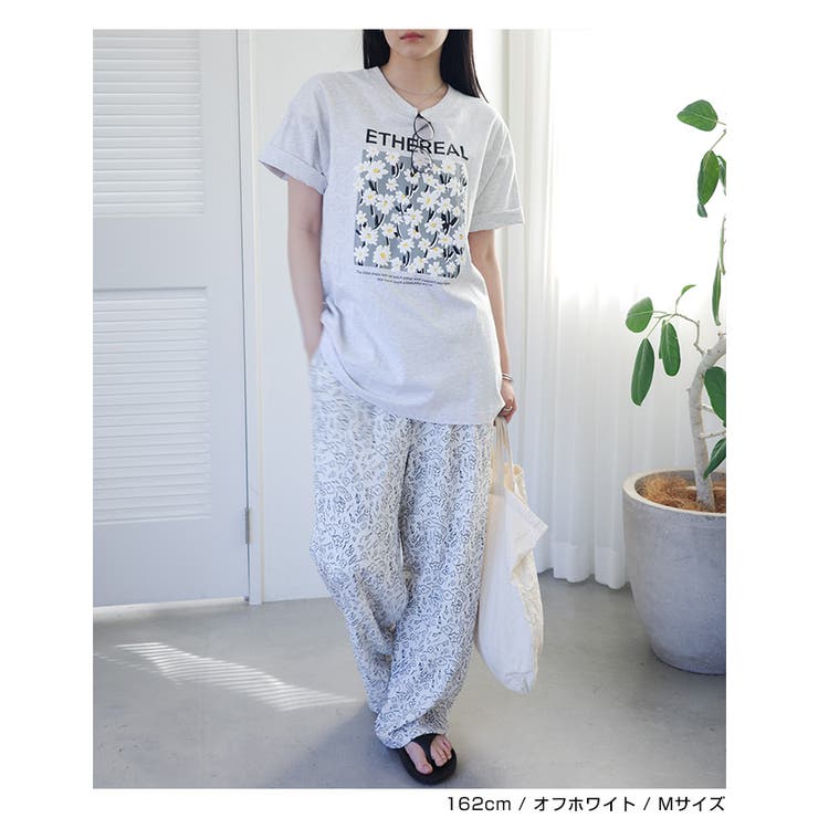 正規取扱店 45R☆サテンのフラワープリントストローパンツ パンツ