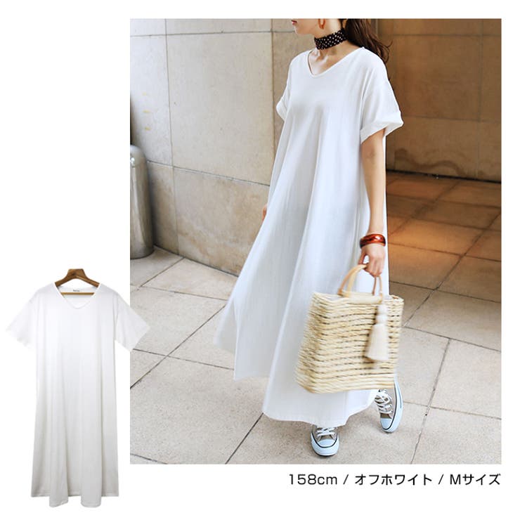 Vネック コットン ワンピース | andme | 詳細画像8 