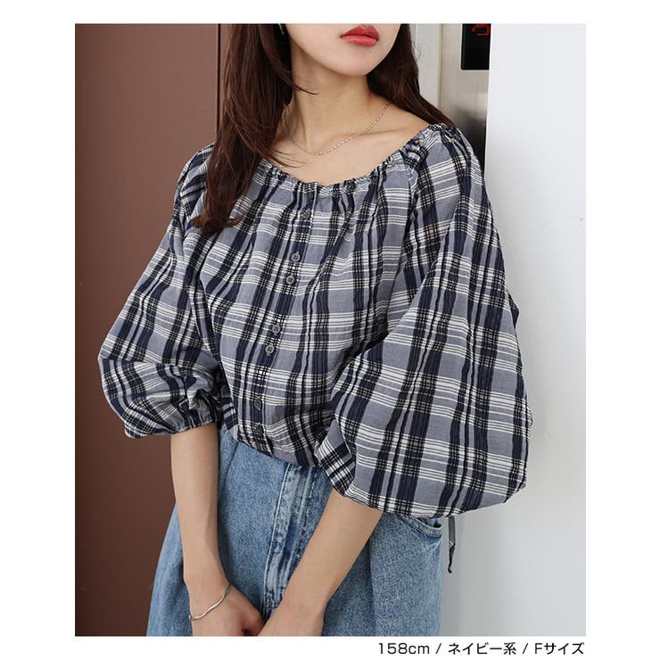 裾リボン シアー チェック | andme | 詳細画像11 