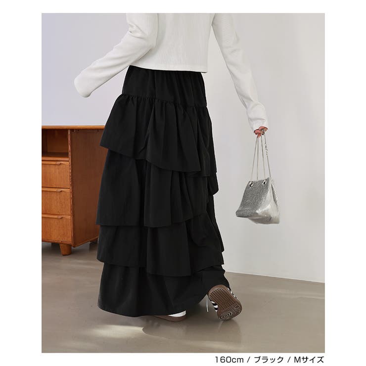 【美品】フミエタナカ　23AW　ティアード　ロングスカート　フリル　日本製　M PUNYUS（プニュズ） スカート フリルティアードロングスカート