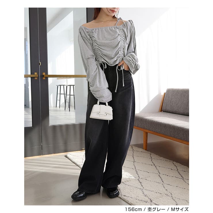 ギャザー リボン オフショルダー | andme | 詳細画像11 