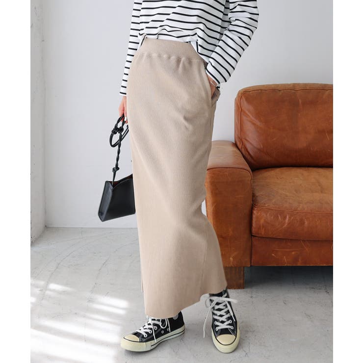 セルフカットリブ タイト スカート | andme | 詳細画像20 