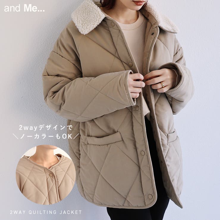 2way 襟ボア ダイヤキルティング[品番：AZ000004178]｜and Me
