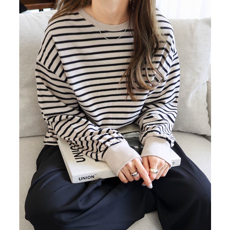 無地 ボーダー ボリューム袖 | andme | 詳細画像33 