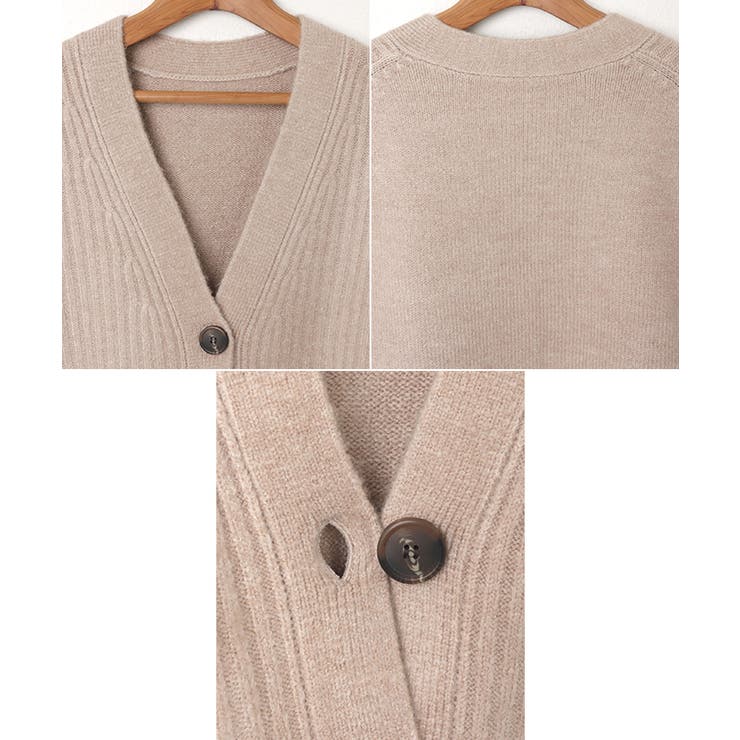 リブ編み ボックスシルエット ニットカーディガン | andme | 詳細画像14 