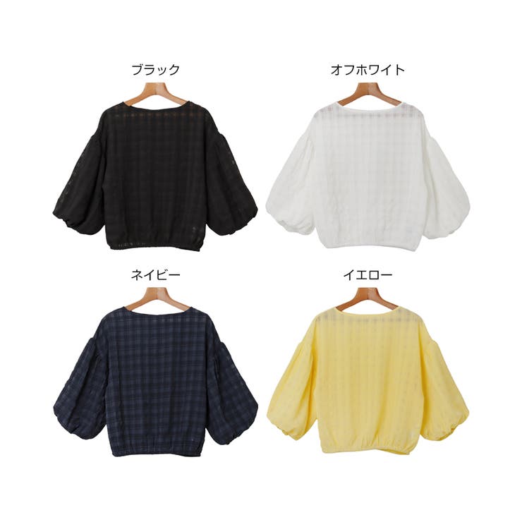 シアー チェック ボリュームスリーブ | andme | 詳細画像2 