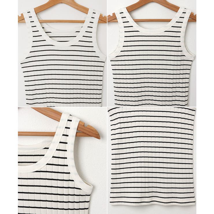 コットンフライス ボーダー タンクトップ | andme | 詳細画像13 