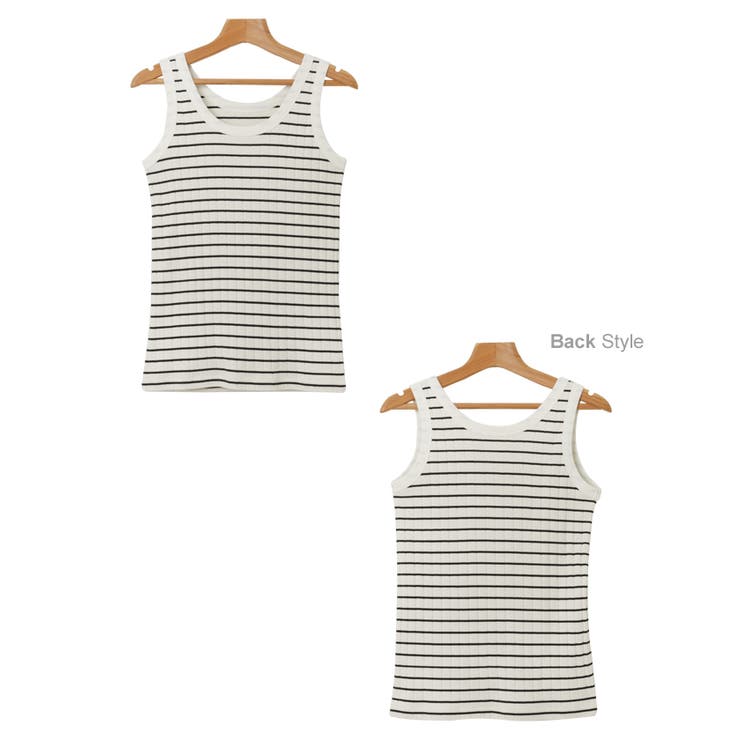 コットンフライス ボーダー タンクトップ | andme | 詳細画像15 