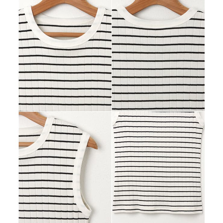 コットンフライス ボーダー ノースリーブ | andme | 詳細画像15 