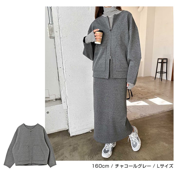 裏フリース ノーカラー ブルゾン[品番：AZ000004486]｜andme