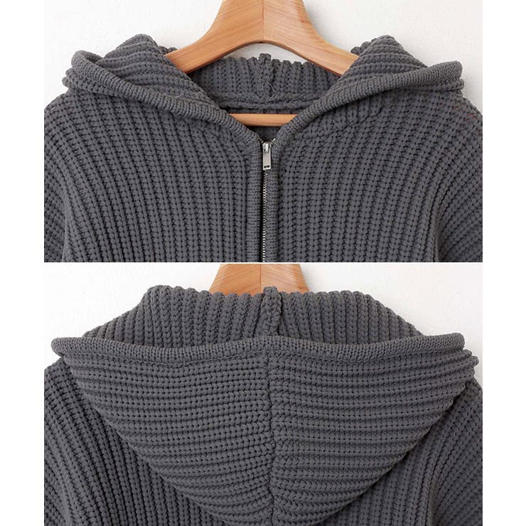 ショート丈 ニット パーカー | andme | 詳細画像14 