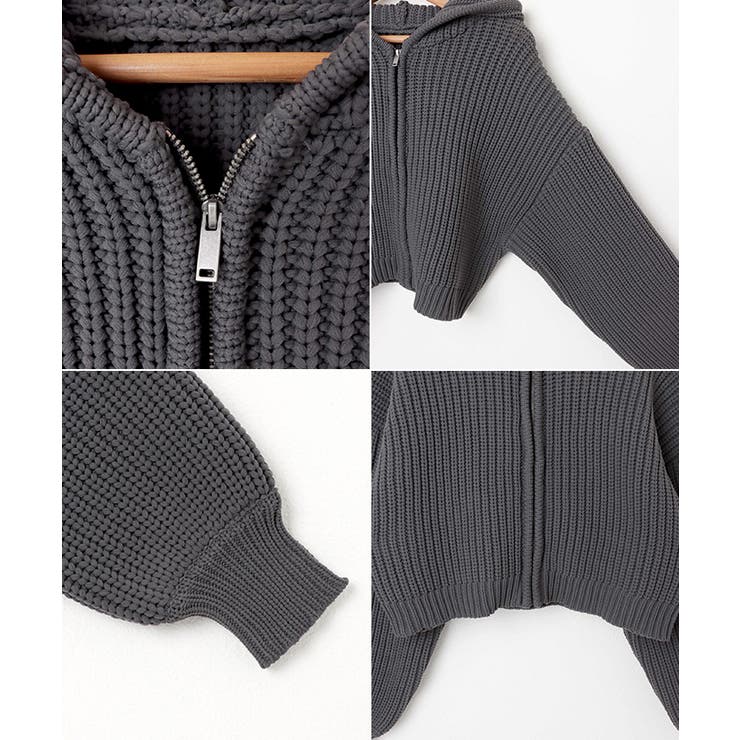 ショート丈 ニット パーカー | andme | 詳細画像15 