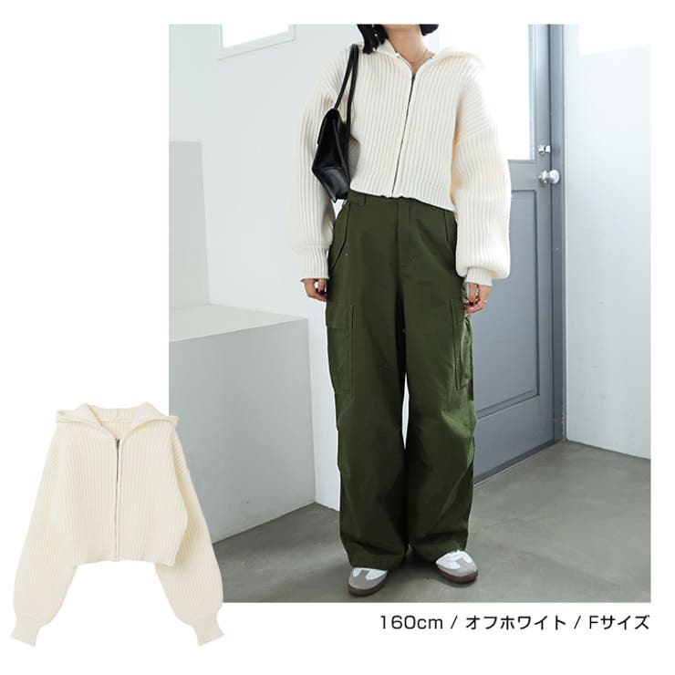 ショート丈 ニット パーカー | andme | 詳細画像7 