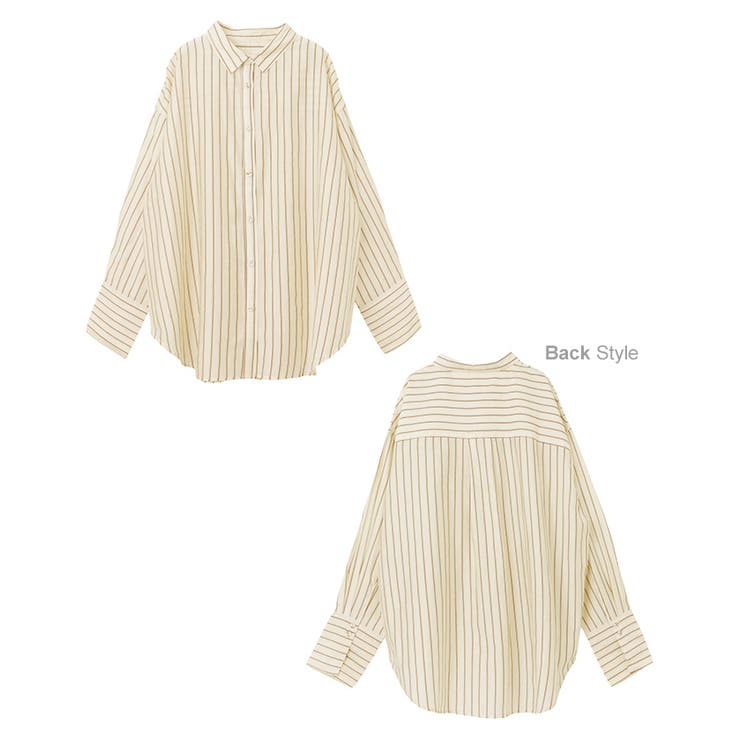 サテン ストライプ シャツ[品番：AZ000004447]｜andme（アンドミー）の  