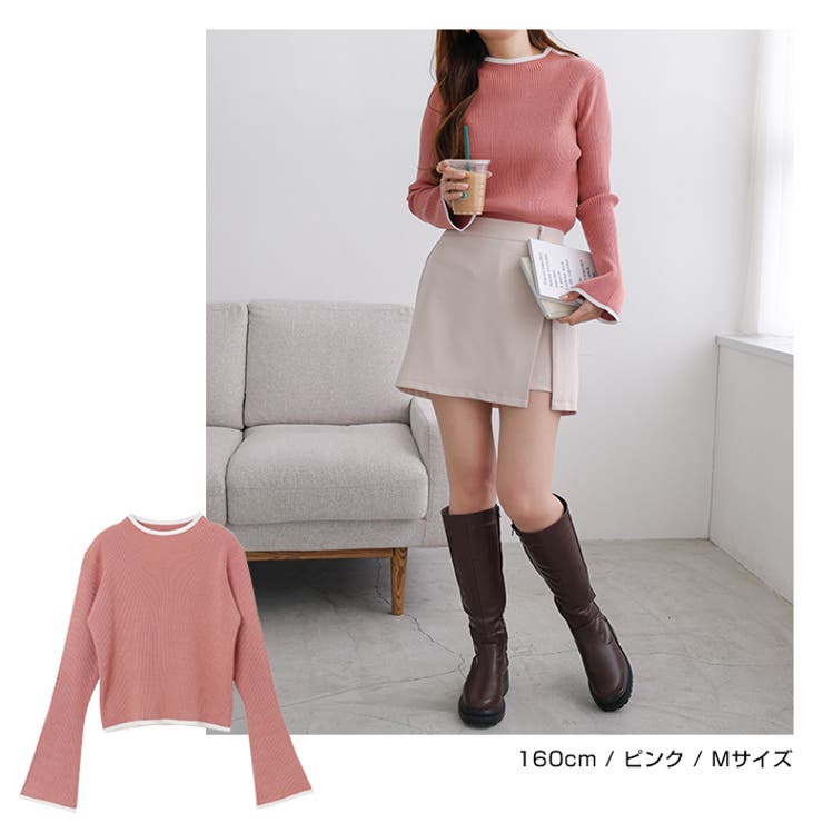 配色 フレアスリーブ リブ | andme | 詳細画像13 