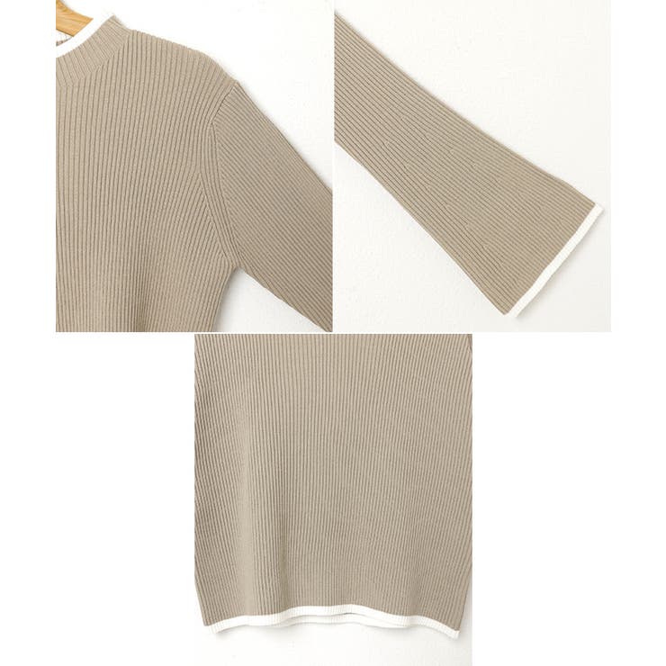 配色 フレアスリーブ リブ | andme | 詳細画像17 