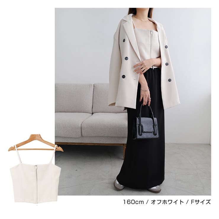 DT☆Intrend「APPIA」ビスコースリネン スプリングラップコート リネンライク ダブルジップ ビスチェ風[品番：AZ000004604