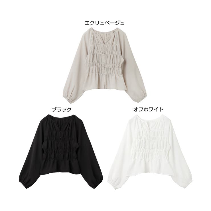 リネンライク スキッパー シャーリング | andme | 詳細画像2 