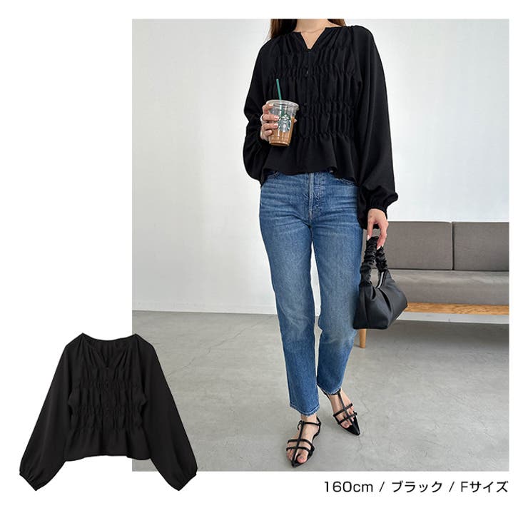 リネンライク スキッパー シャーリング | andme | 詳細画像13 