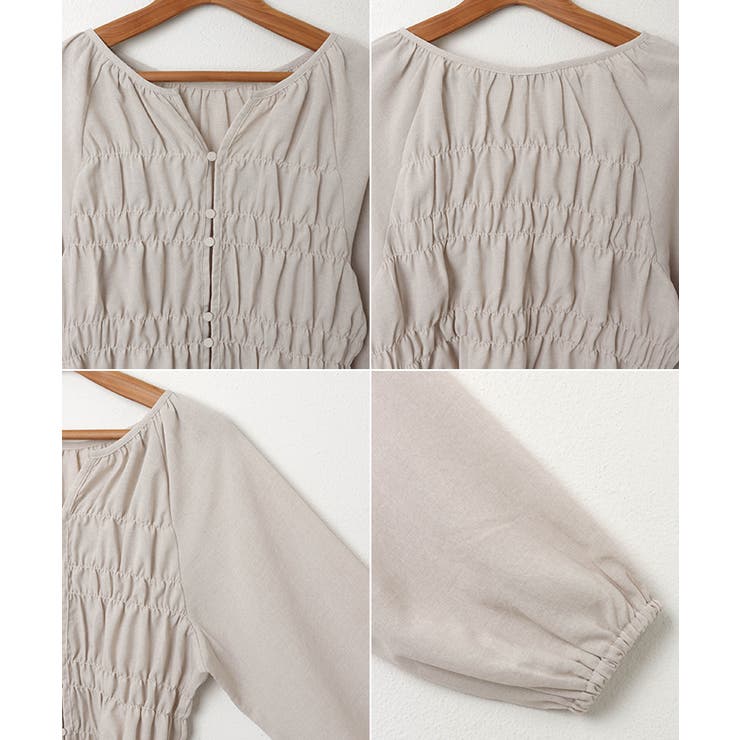 リネンライク スキッパー シャーリング | andme | 詳細画像14 