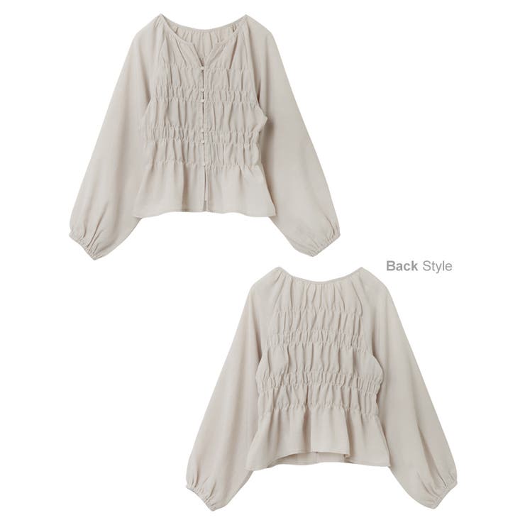 リネンライク スキッパー シャーリング | andme | 詳細画像17 