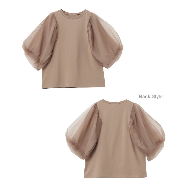 チュールドッキング ボリューム袖 トップス | andme | 詳細画像15 