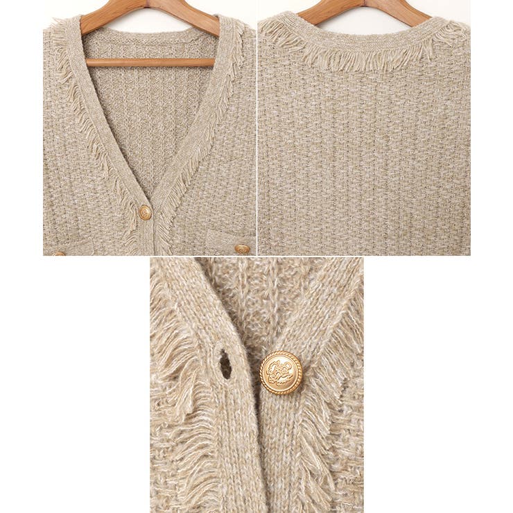 ツイード編み Vネック フリンジ | andme | 詳細画像14 