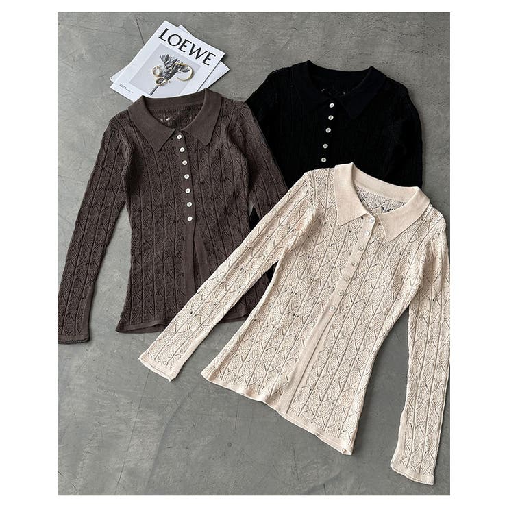 透かし編み 長袖 ニット | andme | 詳細画像6 