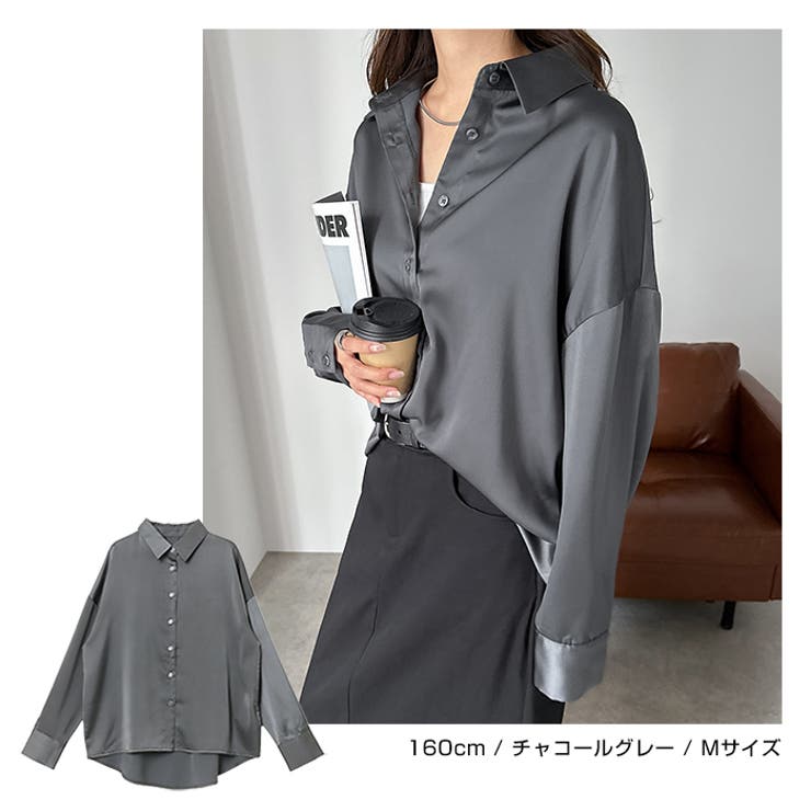 とろみ サテン シャツ[品番：AZ000004696]｜andme（アンドミー）の