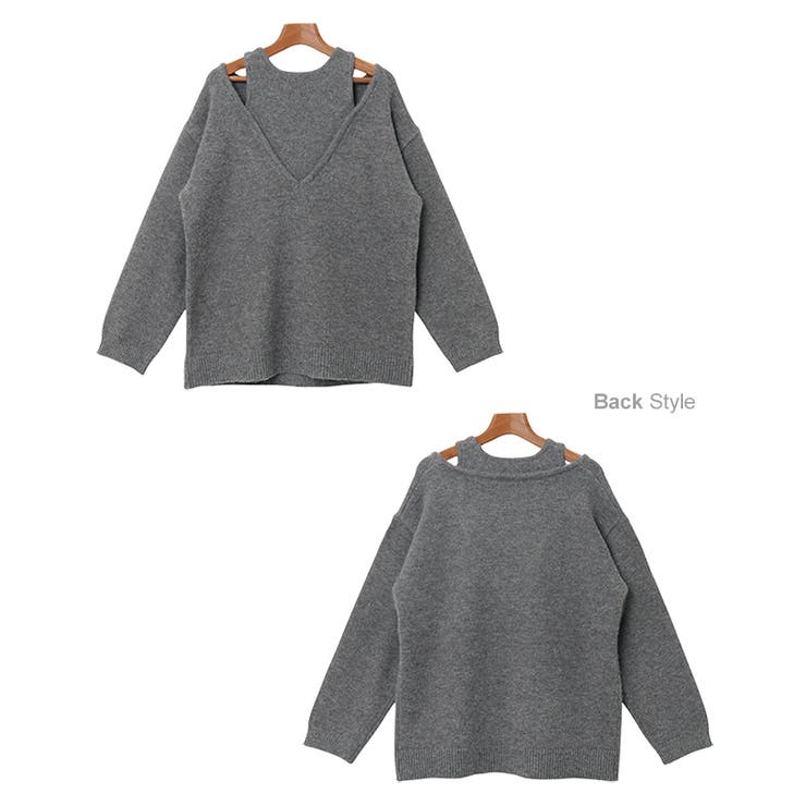 肩スリット レイヤード風 ニット | andme | 詳細画像19 