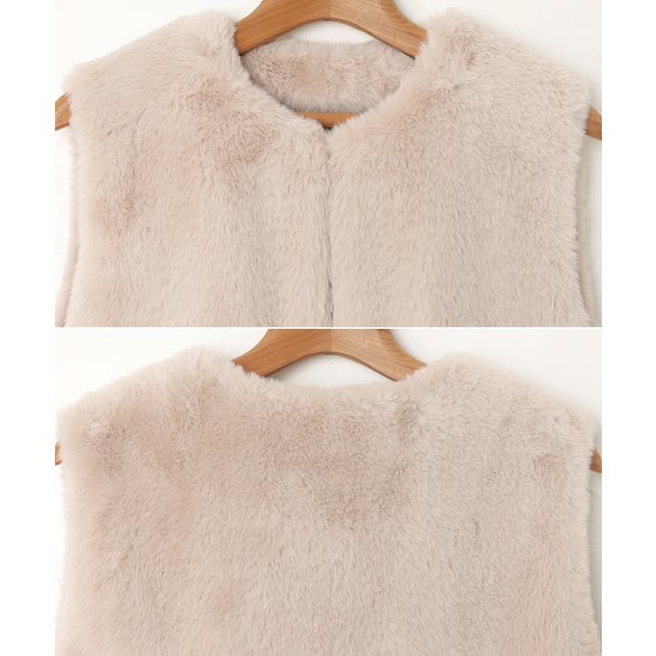 ノーカラー ペプラム ファー | andme | 詳細画像14 