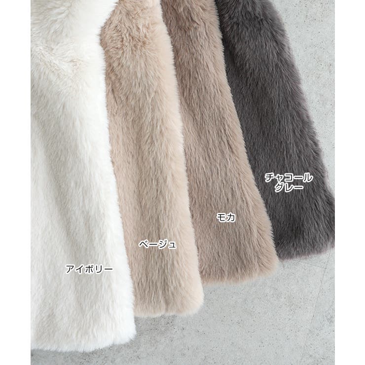 ノーカラー ペプラム ファー | andme | 詳細画像3 