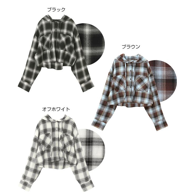 ショート丈 フーディ チェック | andme | 詳細画像2 