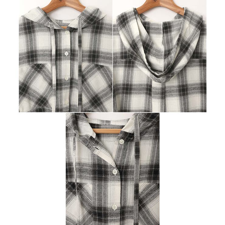 ショート丈 フーディ チェック | andme | 詳細画像13 