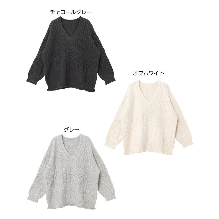 ニットトップス ケーブル編み オーバーサイズ | andme | 詳細画像2 