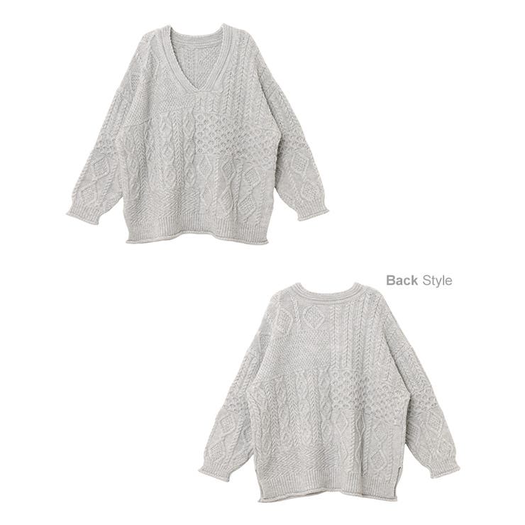 ニットトップス ケーブル編み オーバーサイズ | andme | 詳細画像17 