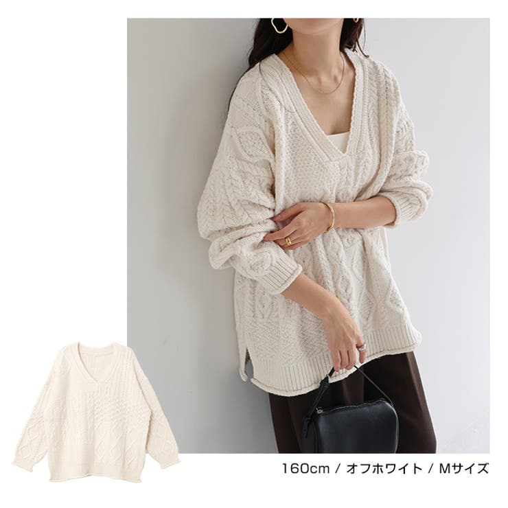 ニットトップス ケーブル編み オーバーサイズ | andme | 詳細画像6 