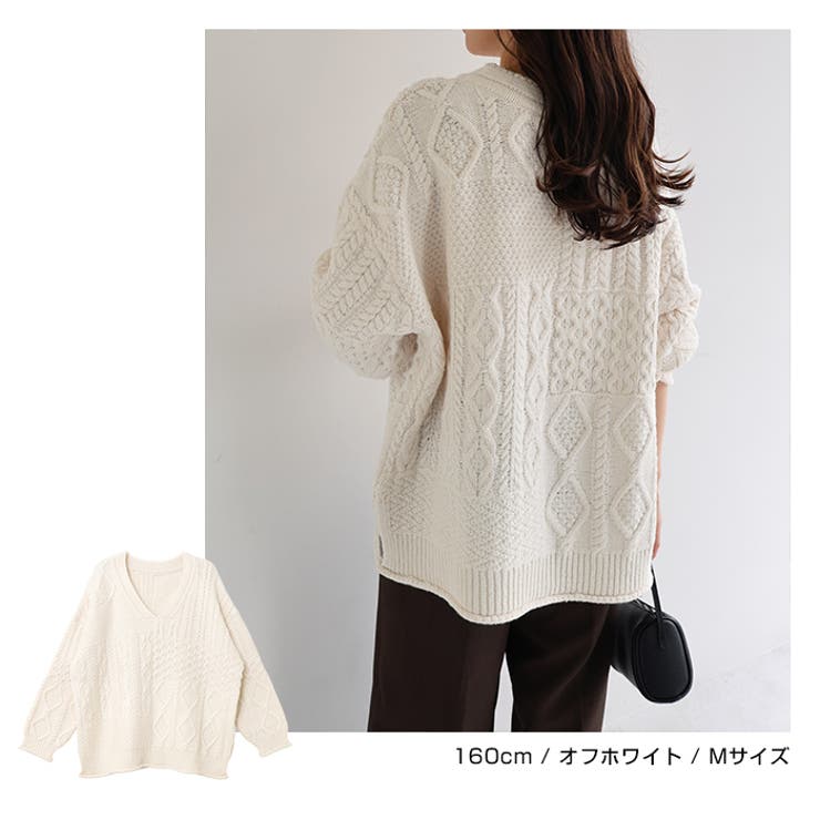 ニットトップス ケーブル編み オーバーサイズ | andme | 詳細画像7 