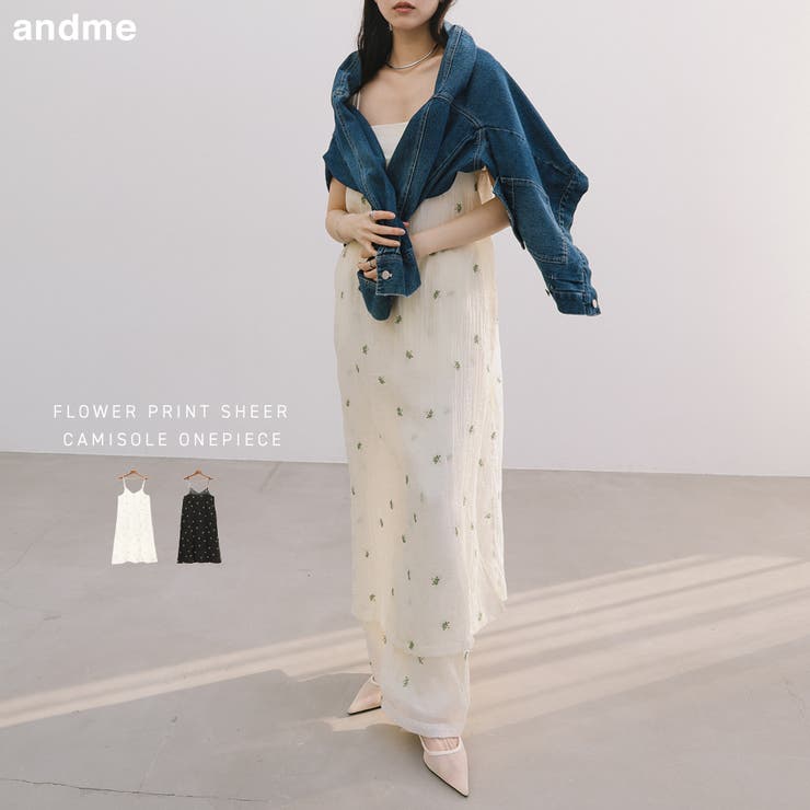 小花柄 シアー キャミソール | andme | 詳細画像1 