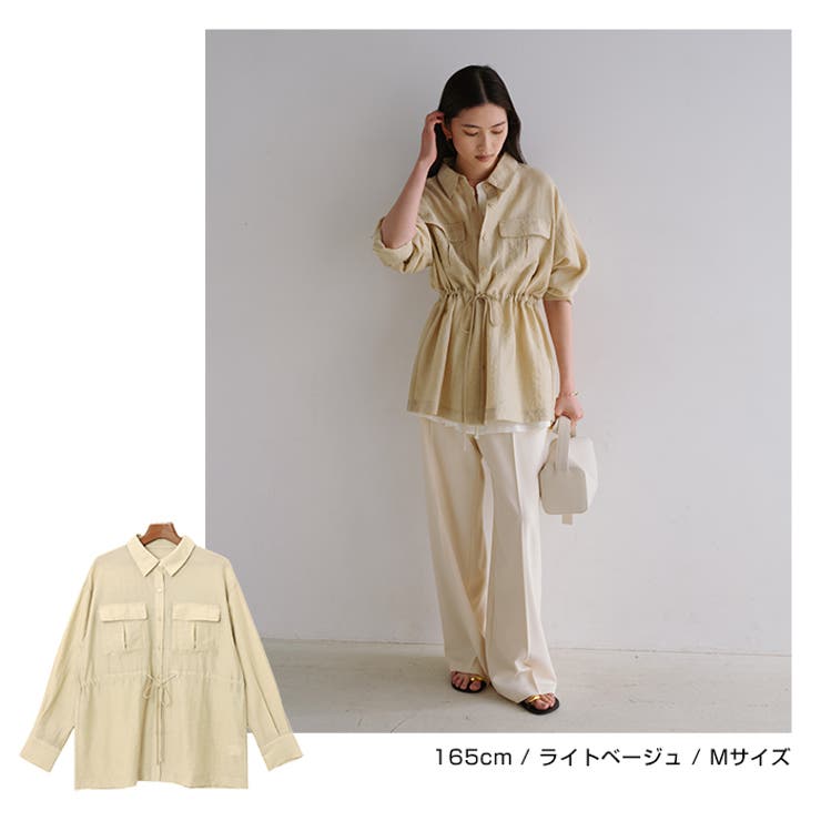 リネンブレンド シアー サファリシャツ | andme | 詳細画像8 