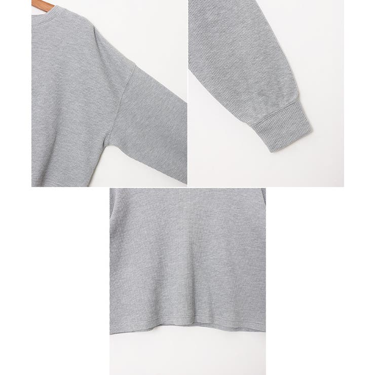 長袖Tシャツ ショート丈 ワッフル | andme | 詳細画像16 