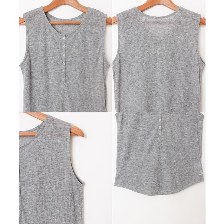 シアー ヘンリーネック ノースリーブ | andme | 詳細画像18 