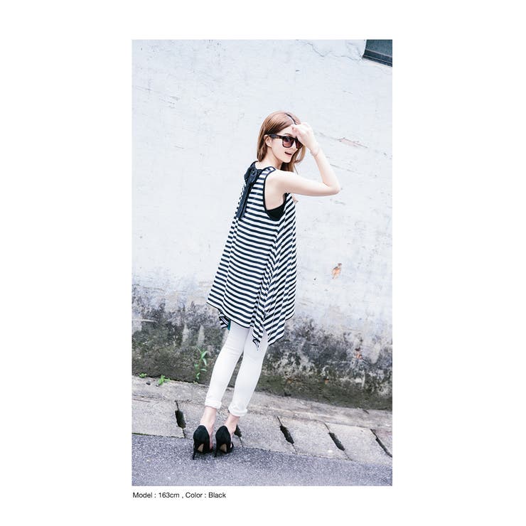 シフォンりぼん ボーダー イレギュラーヘム ボーダーフレアタンクワンピース 品番 Az And Me アンドミー のレディースファッション通販 Shoplist ショップリスト