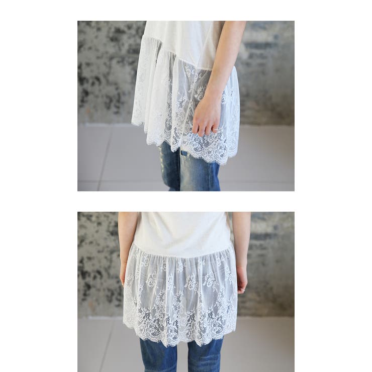 HISCHRONE レース編みタンクトップ ホワイト IRONING（アイロニング）｜floral shirred lace tankアイテムの詳細